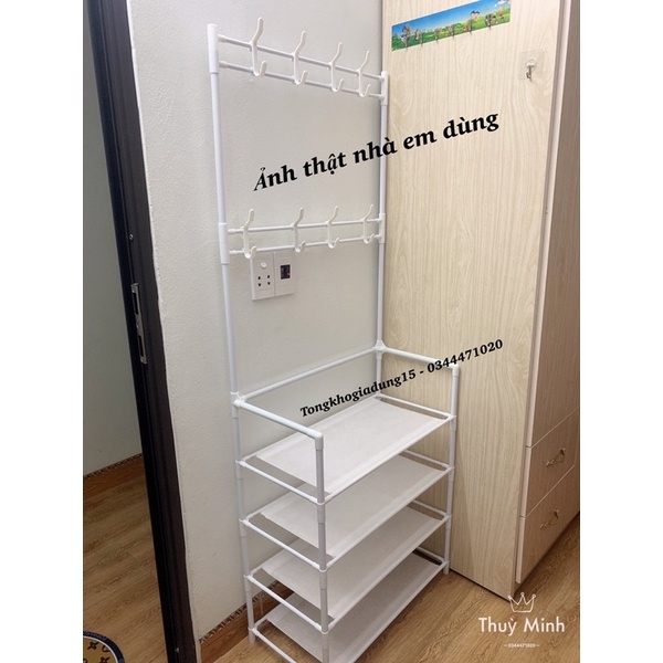 Kệ để giày dép kèm treo quần áo túi xách đa năng