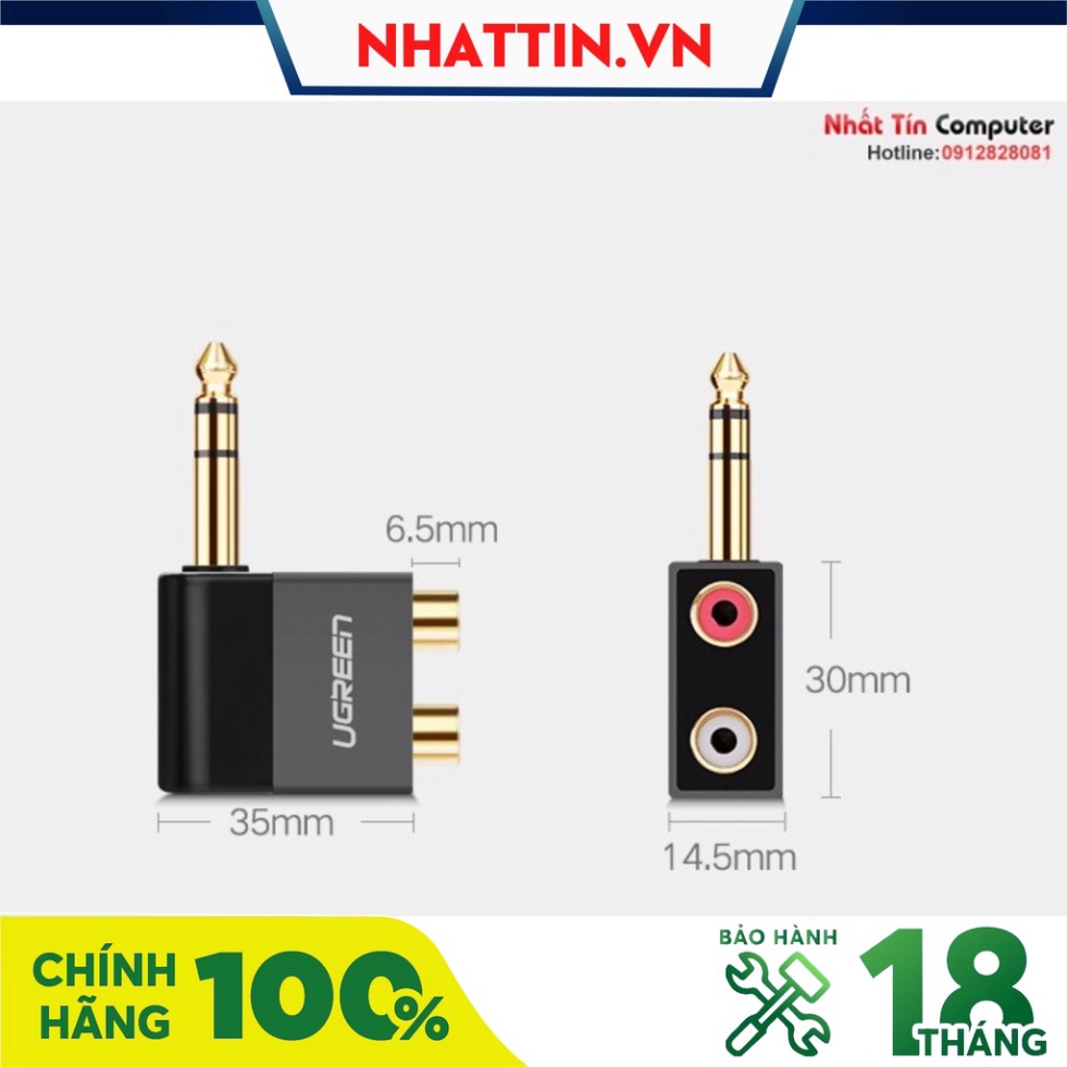 Đầu chuyển đổi 6.5mm to RCA  chính hãng Ugreen 40846 cao cấp - Phân Phối Chính Hãng
