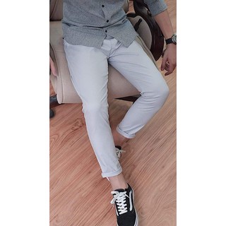 Quần kaki nam màu xám trắng - kaki co giãn 4 chiều