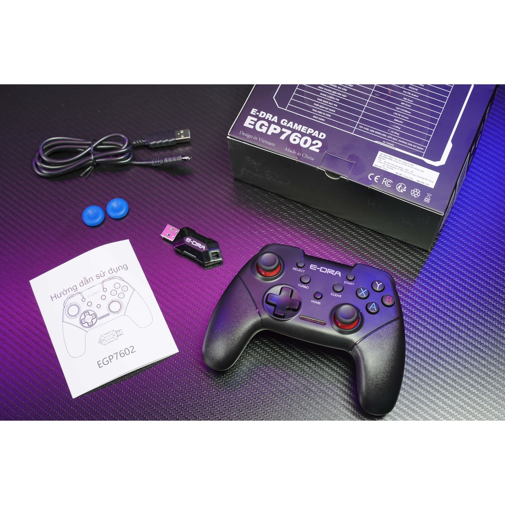 Tay cầm chơi game không dây E-DRA EGP7602 Wireless Gaming dành cho PC / Android Smart TV/ PS3