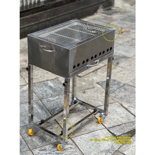 Bếp nướng than inox , lò nướng inox gấp gọn , lò nướng inox có bánh xe tháo rời , lò nướng ngoài trời