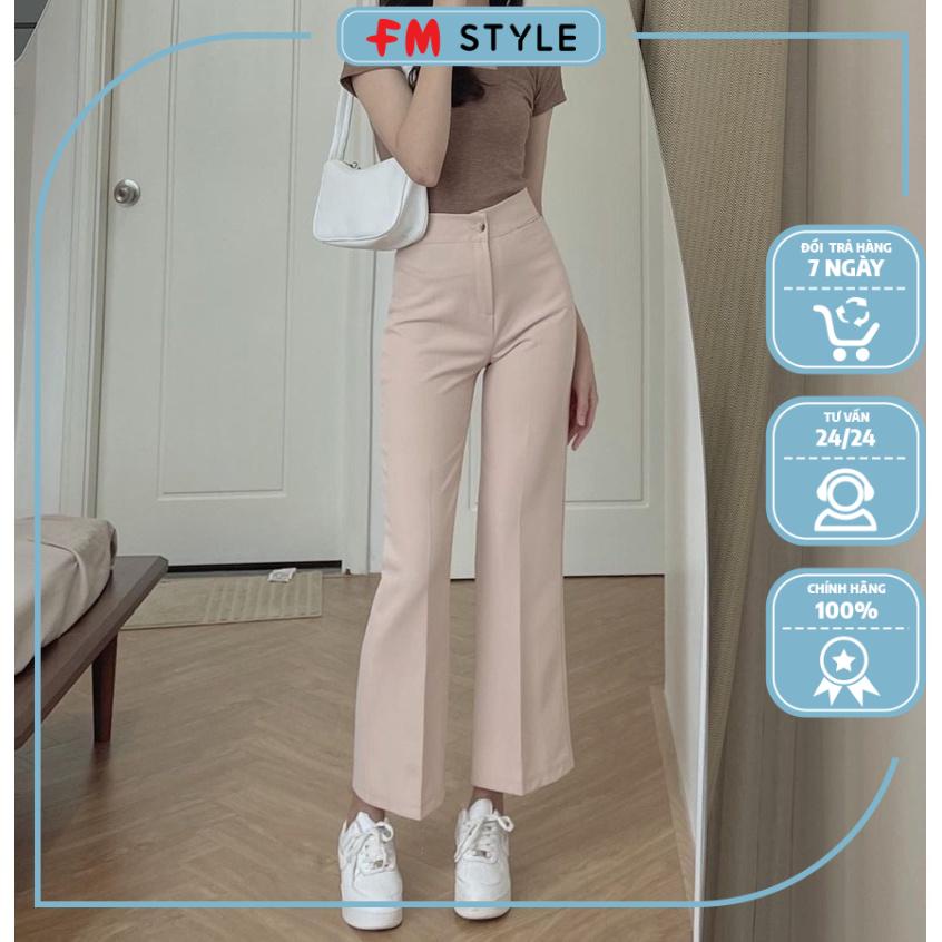 Quần baggy nữ lưng cao ống rộng dáng đứng fmstyle, quần tây nữ công sở lưng cao ống rộng | Fmstyle S