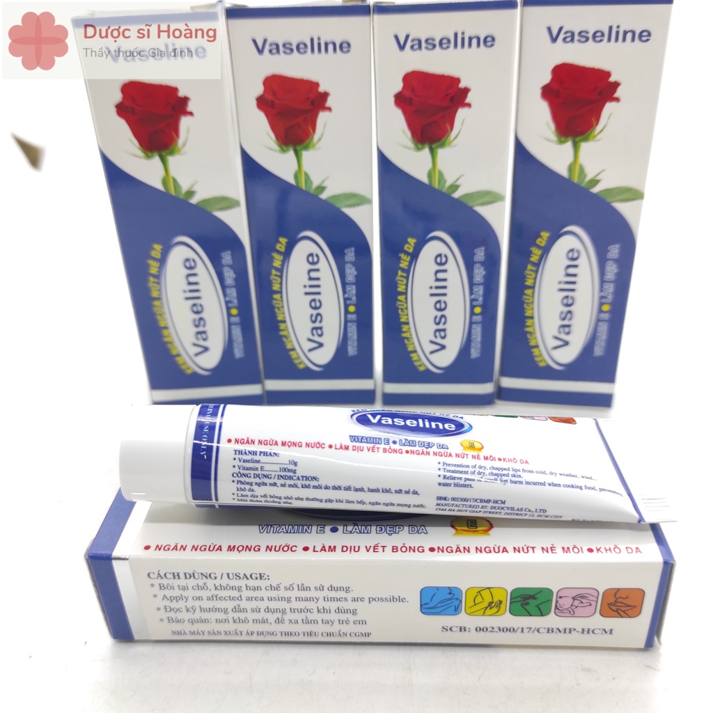 Vaseline Rose Kem Ngăn Ngừa Nứt Nẻ Na - Vaseline Hoa Hồng - Trắng - tuýp 10g - Bổ Sung Vitamin E Làm Đẹp Da