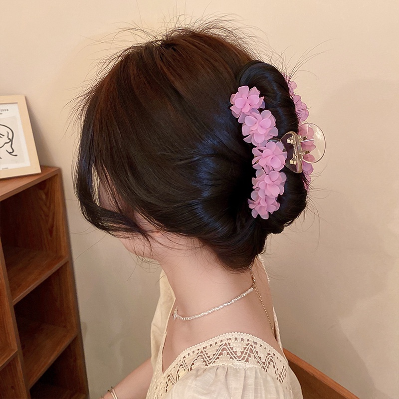 Kẹp Tóc Cỡ Lớn Hình Hoa Màu Xanh Lá Phong Cách Hàn Quốc Dễ Thương Thời Trang Cho Nữ