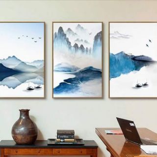 Tranh canvas thủy mạc 40x60 kèm khung