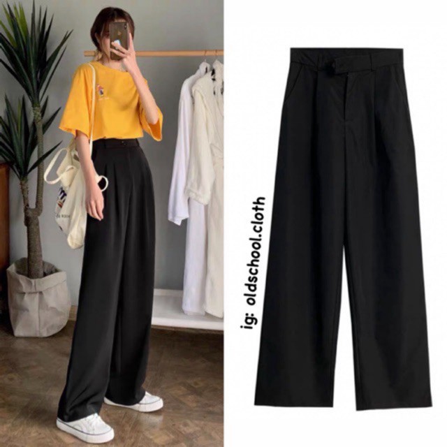 QUẦN ĐEN ỐNG RỘNG DÀI 100CM (ảnh thật/sẵn).