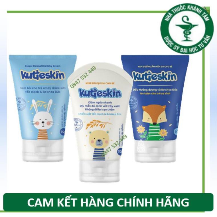 Bộ sản phẩm KUTIESKIN cho bé (dưỡng ẩm/ chàm sữa/ ngứa, hăm) [kutiskin, cutieskin, kutiekin, kem em bé, atoskin]