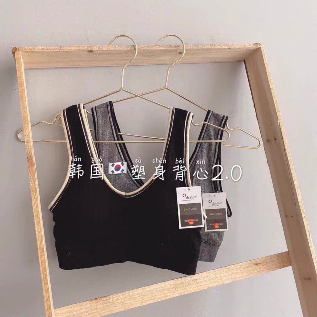 Áo bra gym yoga, bra thể thao dáng crotop  đen ghi viền nẹp