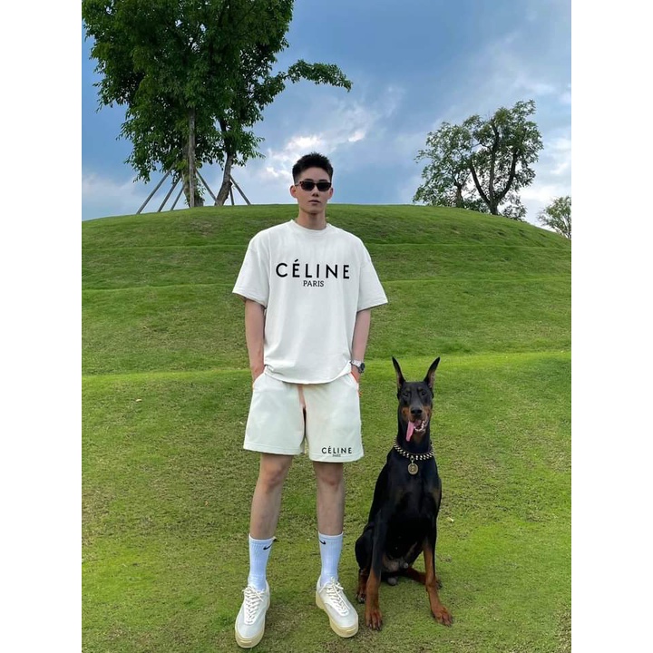 Bộ đồ thể thao nam nữ chất thun mè phong cách In chữ CÉLINE,bộ đồ mùa hè