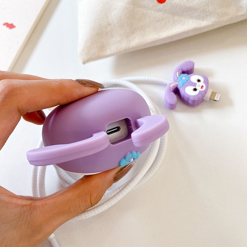 Set 4 phụ kiện bảo vệ đầu dây cáp sạc nhanh hoạt hình cho compatible for 18W 20W 13 12 11 Pro Max