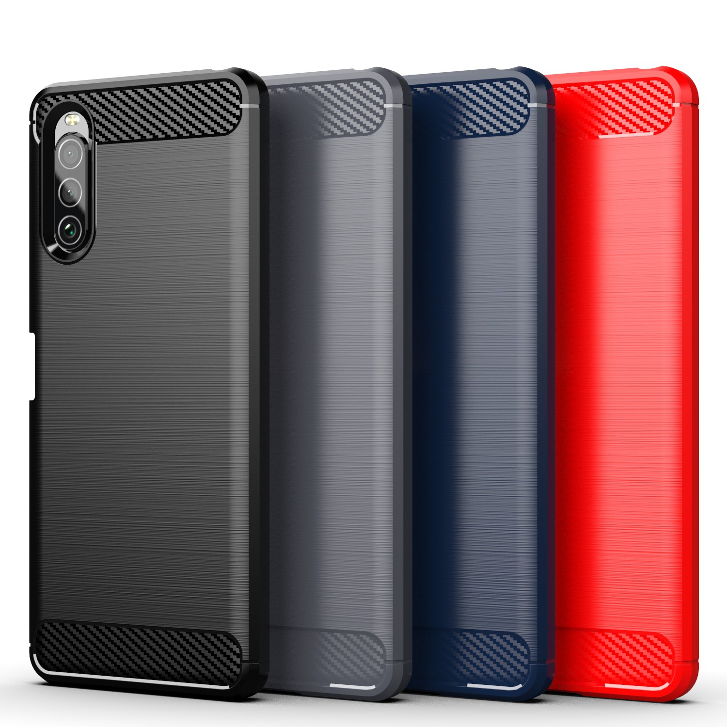 ốp điện thoại Bảo Vệ Điện Thoại Màu Trơn Cá Tính Cho Sony Xperia 10 II Phone Case Xperia 10 Plus  8 5 1 II  ACE L3 TPU Armor Silicone Bumper Carbon Fiber Cover