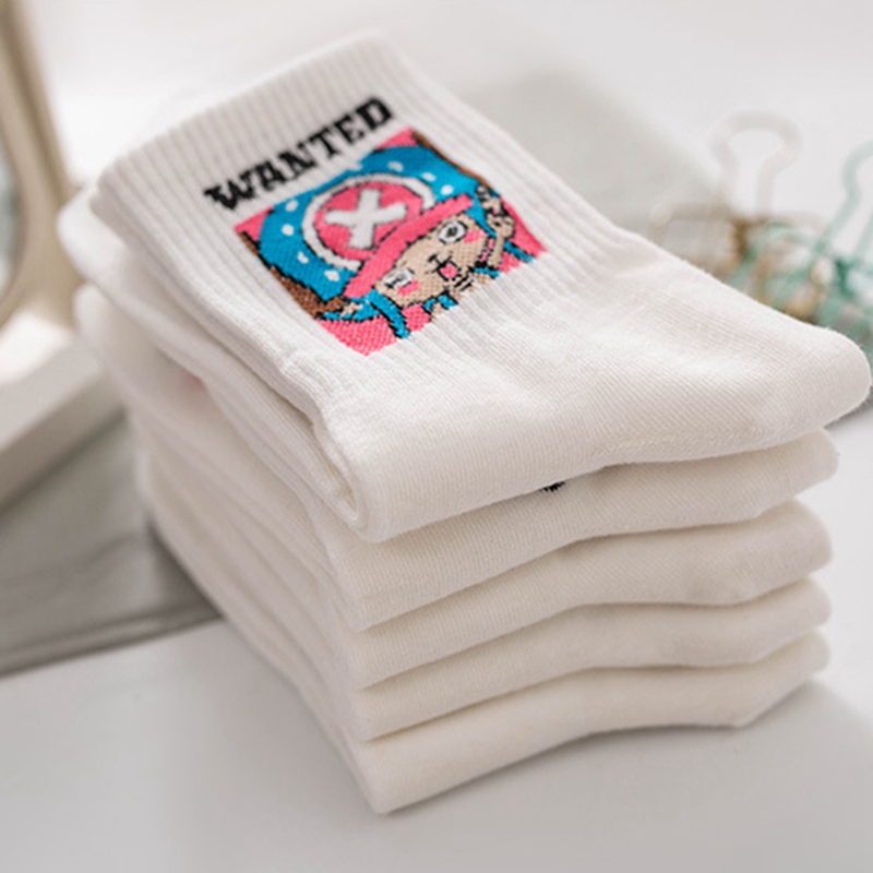 flowersqueen Vớ Cotton Nữ Mềm Mại In Hình Nhân Vật Hoạt Hình One Piece