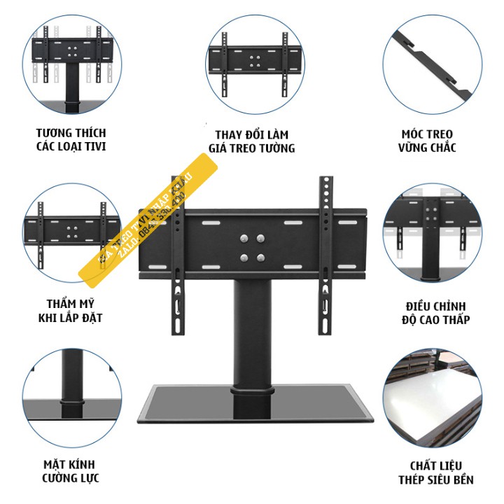 [Hàng Nhập Khẩu] Chân tivi để bàn mặt kính cường lực 26 - 32 inch - Chân đế tivi đa năng đặt bàn Model: DZ32