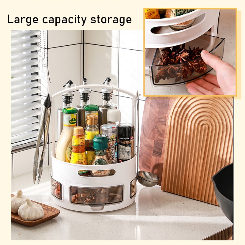 ONLY HOUSE Khay Đựng Trái Cây / Đồ Dùng Nhà Bếp Có Thanh Xoay 360 Độ Tiện Dụng