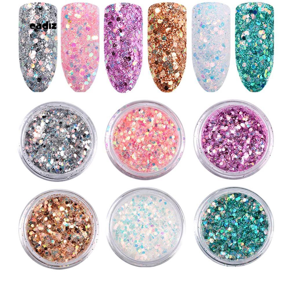 Bộ 6 hộp kim tuyến trang trí móng tay tiện dụng