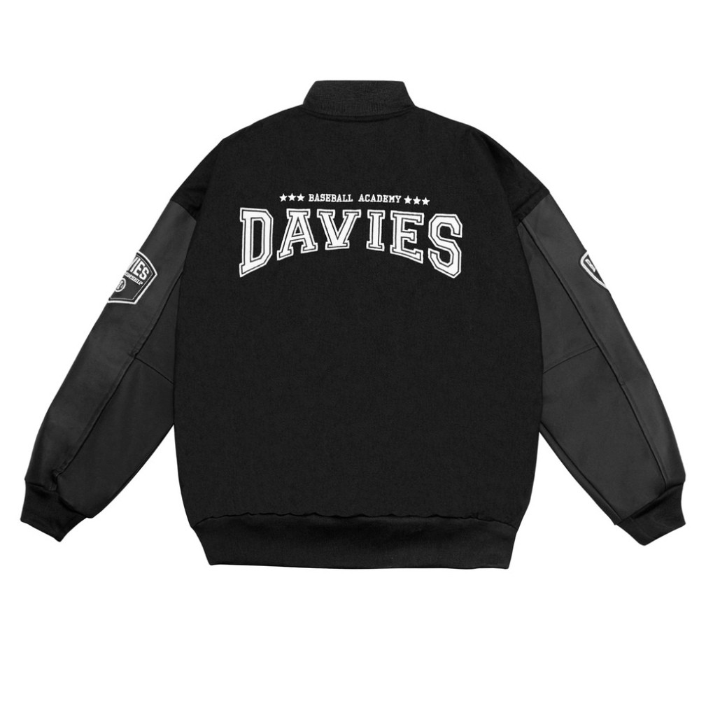 Áo khoác bomber bóng chày thêu chữ Davies brand - Leather Varsity Jacket Baseball Academy Bomber