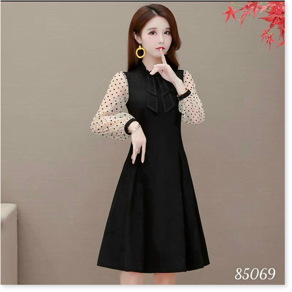 Đầm poly 2 da phối lưới kim tuyên tôn dáng cho các nàng KOKO MI STORE