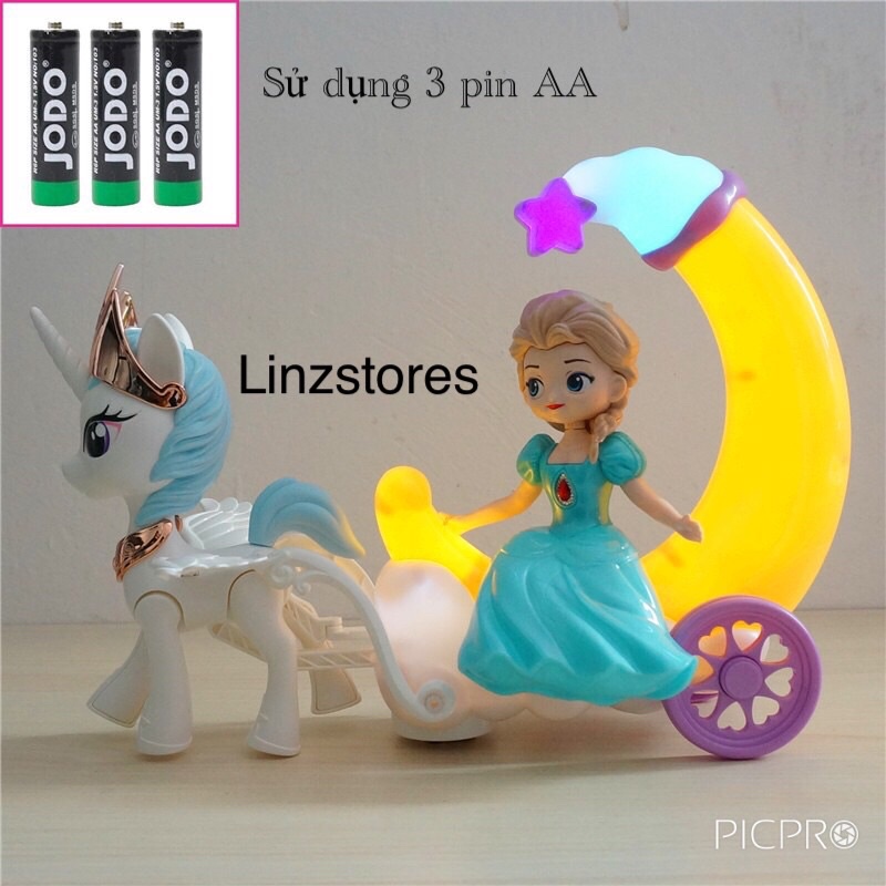 Công chúa Elsa cung trăng cho bé gái,đồ chơi trẻ em có đèn xoay, có nhạc, đèn led đi được cam biến chướng ngại vật