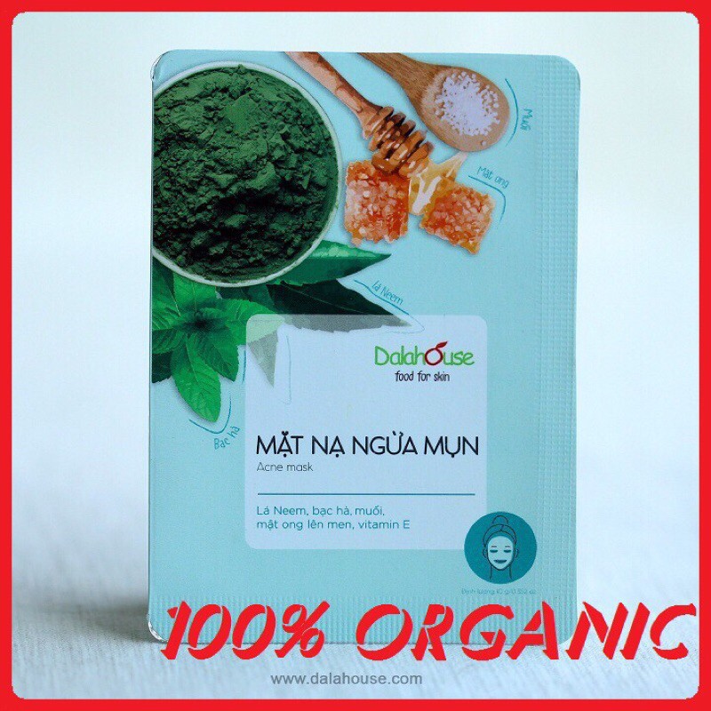 Mặt nạ ngừa mụn Dalahouse 10gr 100% Organic cho mọi loại da - Date: 10/2022 - Nhà Hữu Cơ