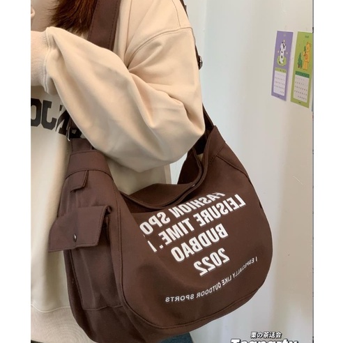 Túi đeo chéo Đeo Vai nam nữ đi chơi đi học vải canvas Thời Trang Nam Nữ