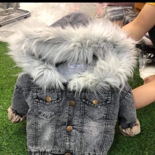 Áo khoác jean lót lông cho bé trai gái