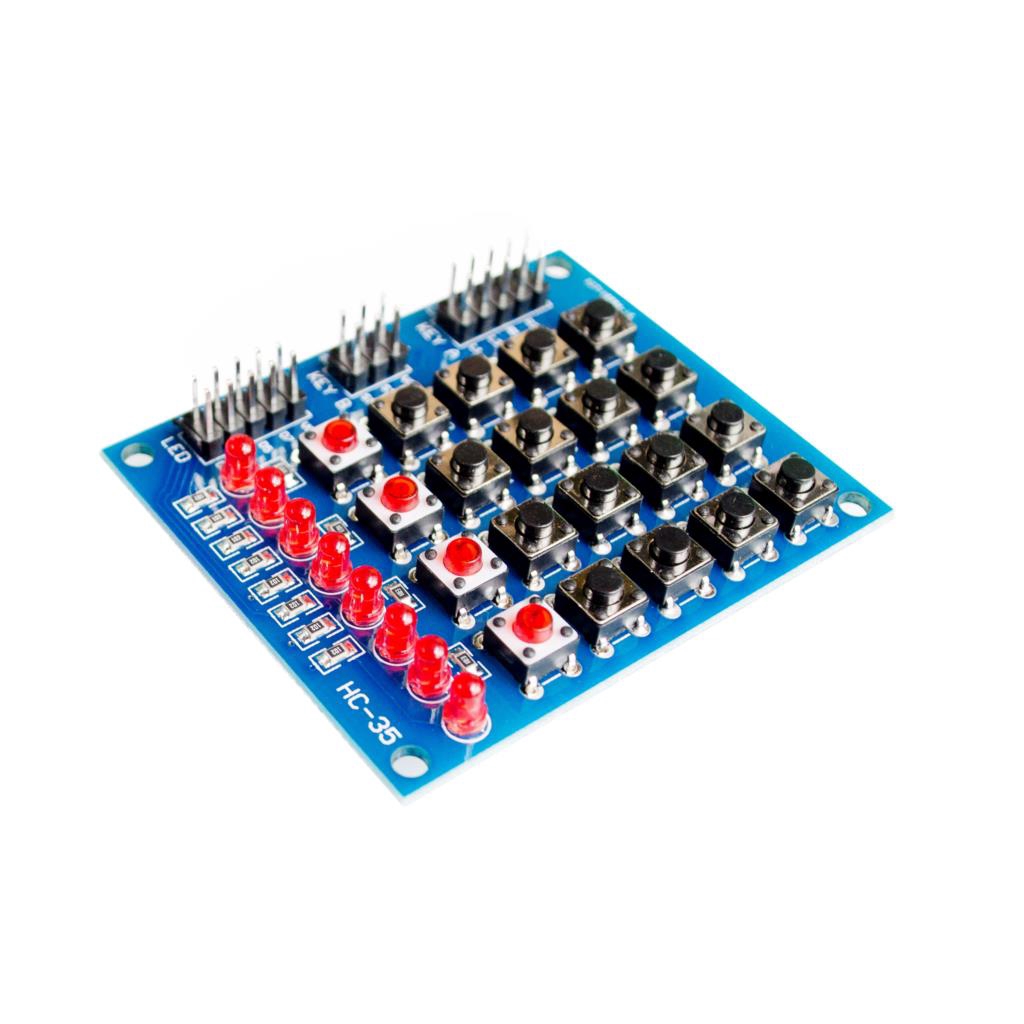 Bộ bảng mạch bàn phím ma trận 4x4 16 nút 8 đèn LED dành cho Arduino Array