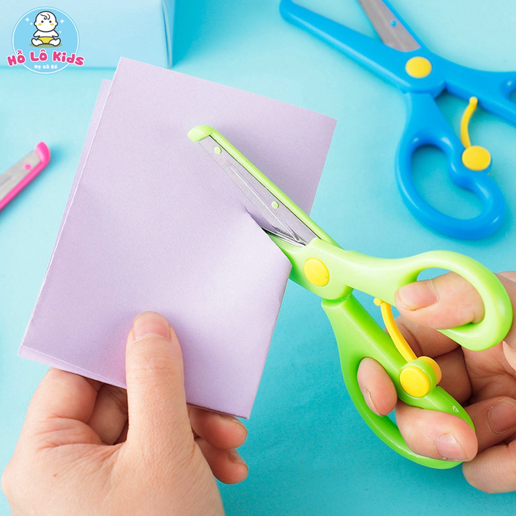 Kéo thủ công cho bé tập cắt giấy, kéo an toàn cho bé cute dễ thương Hồ Lô Kids