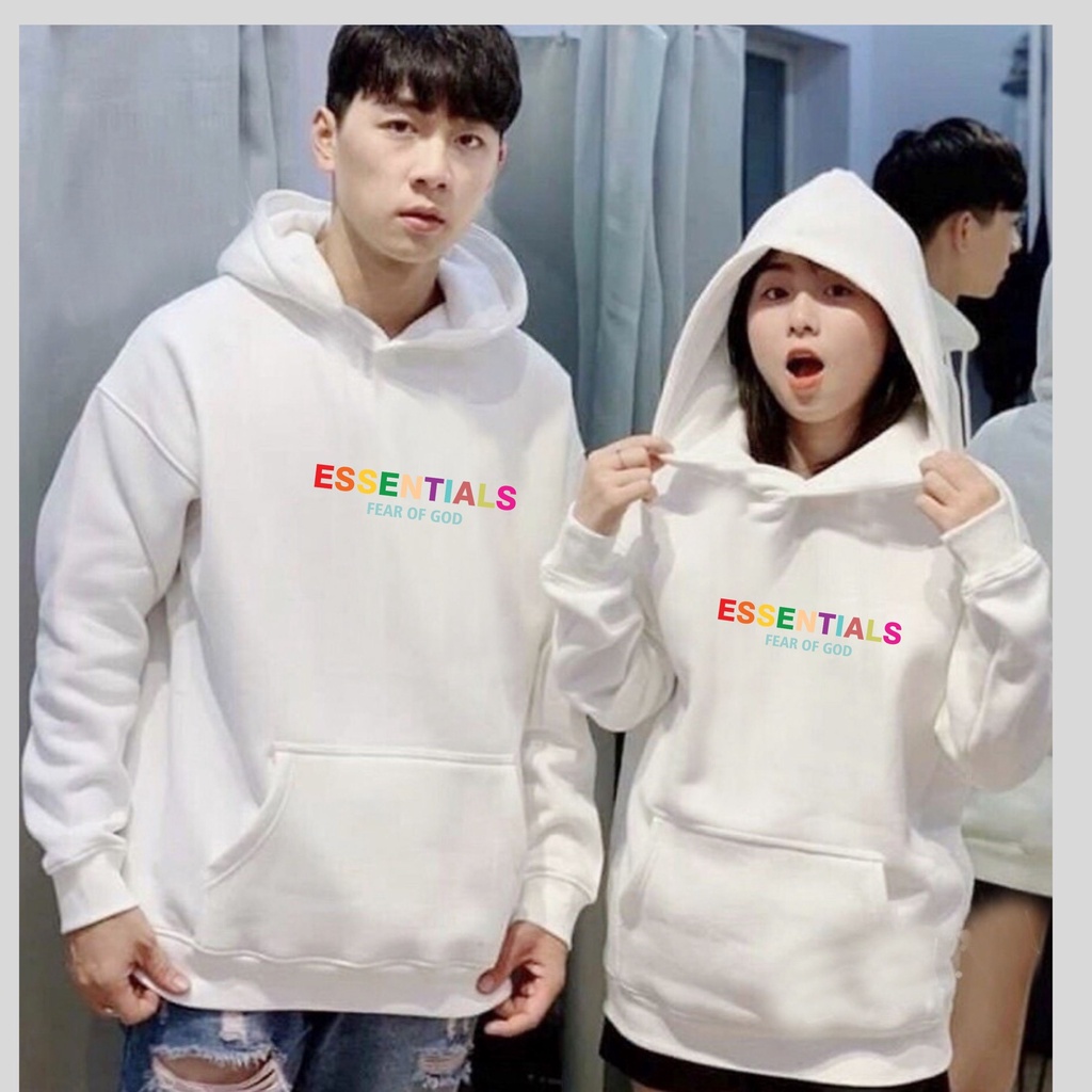 Áo Hoodie Essentials chữ màu độc đáo   , áo nỉ bông chất  dày unisex form rộng nam nữ