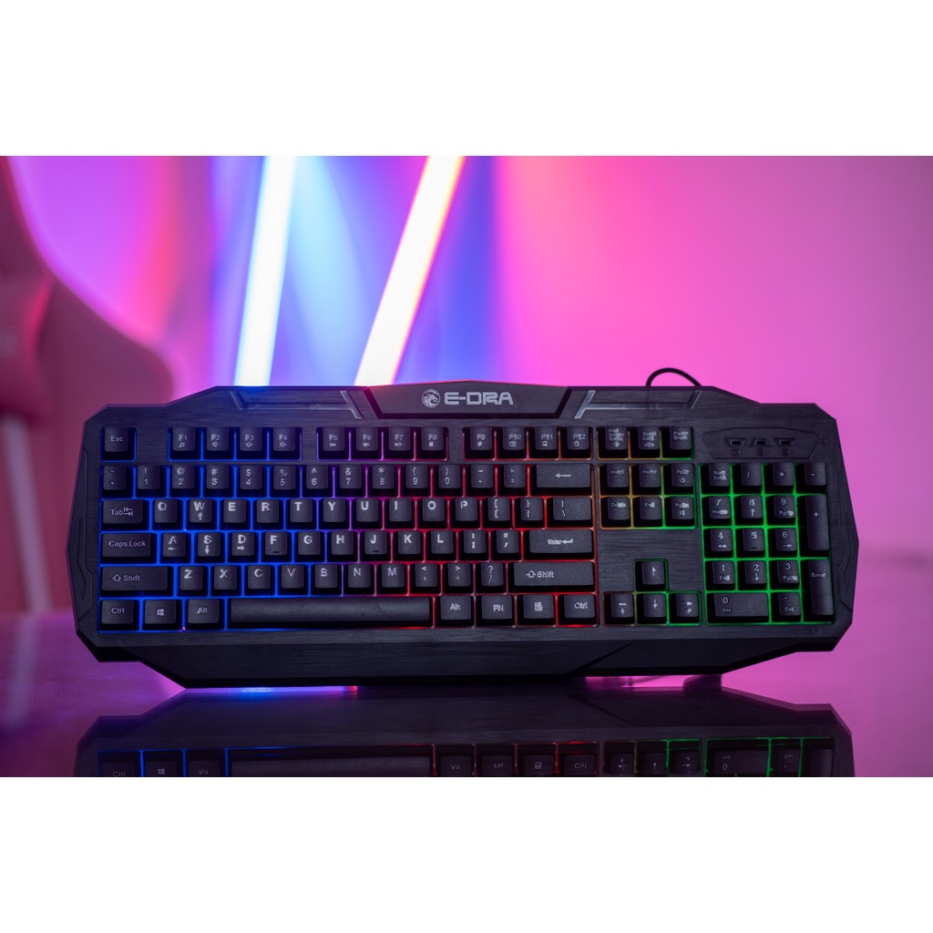 Bàn phím giả cơ E-dra EK503 chống nước/ led Rainbow BH 2 năm