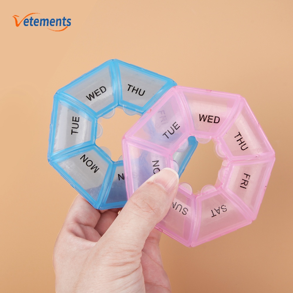 Hộp nhựa tròn mini đựng thuốc 7 ngày đa năng