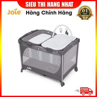 Giường cũi trẻ em Joie Commuter Change & Snooze Linen Gray