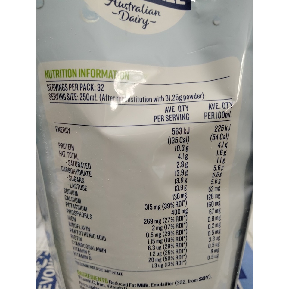 [ Túi 1Kg] Sữa Bột Ít Béo DEVONDALE VITAMIN PLUS - Sữa Bột Úc
