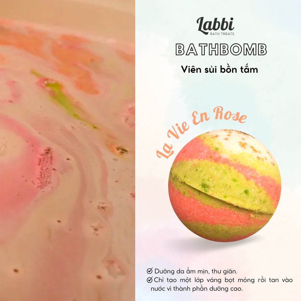 LA VIE EN ROSE [Labbi] Bath bomb / Viên sủi bồn tắm / Bom tắm