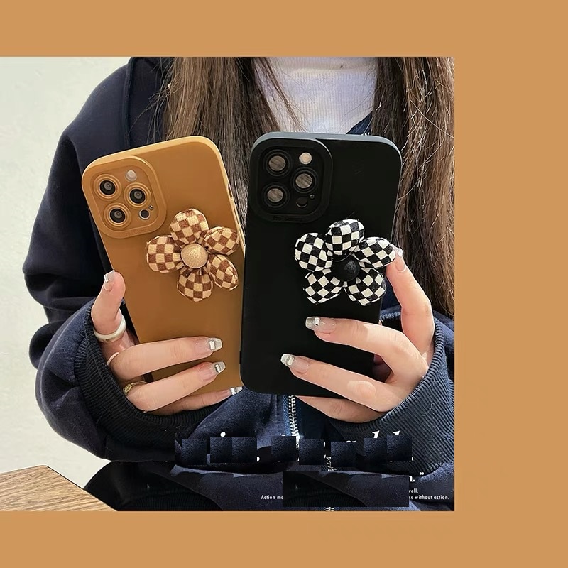 Ốp Điện Thoại Mềm Hình Hoa Màu Nâu Và Đen Cho iphone Xr X Xs Xs Max11Promax 13 12pro Max 7plus