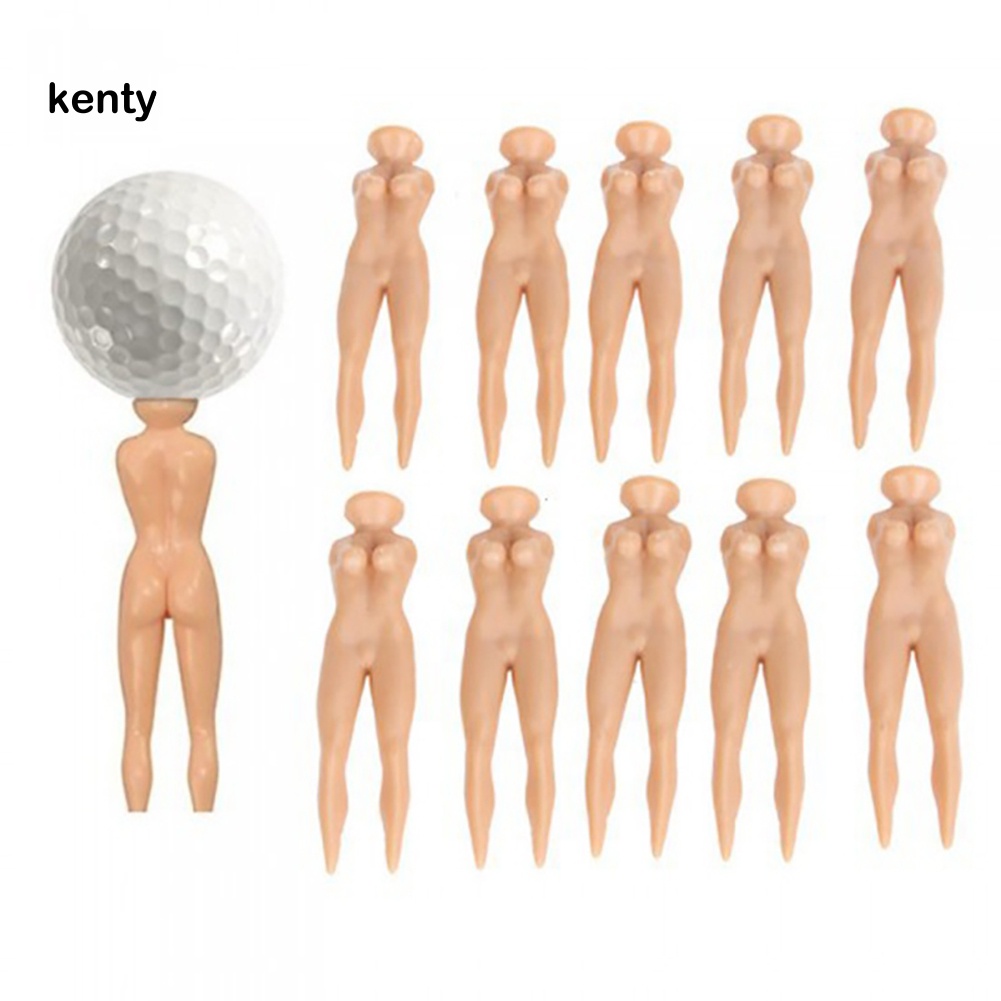 Kt_bộ 10 Giá Đỡ Bóng Golf Bằng Nhựa Thiết Kế Hình Cô Gái Nude Chơi Golf