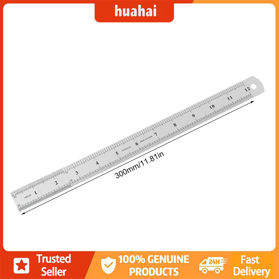 Thước kim loại bằng thép không gỉ Thước thẳng 30CM Văn phòng phẩm trường học hai mặt