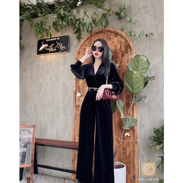 Jumsuit nhung quần suông