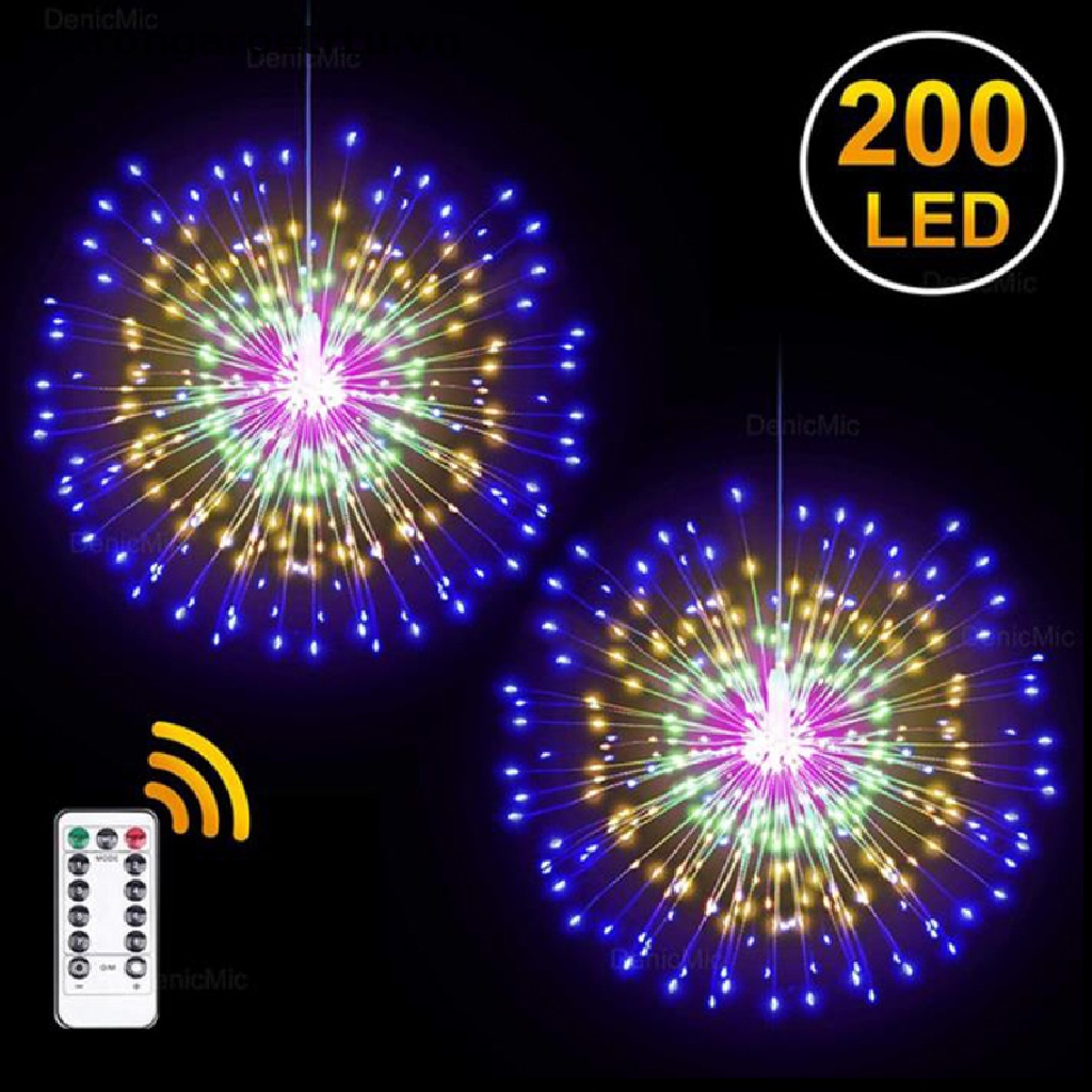 1 Dây Đèn LED 200 Bóng Dạng Pháo Hoa Trang Trí Đẹp Mắt Kèm Điều Khiển Từ Xa