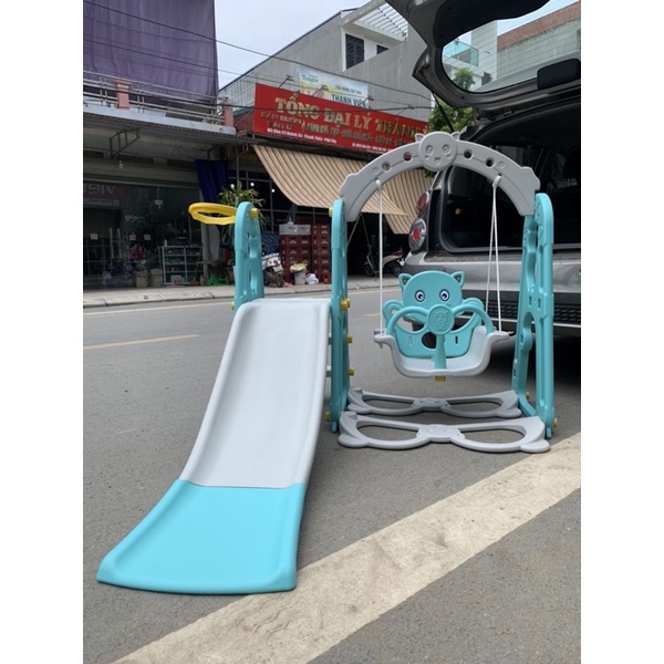 Bộ Cầu Trượt Xích Đu Cho Bé Loại A1 Tặng Kèm Bóng Rổ 3in1 .