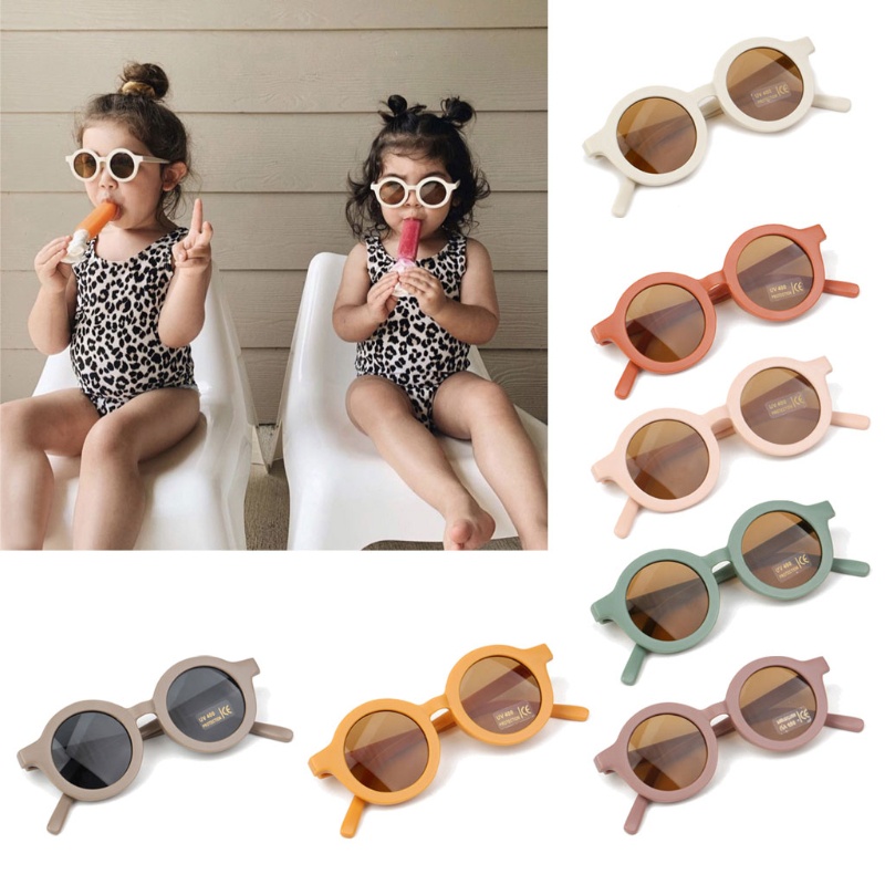 Kính Mát Phân Cực Tròng Tròn Chống Tia Uv400 Phong Cách Retro Cho Bé