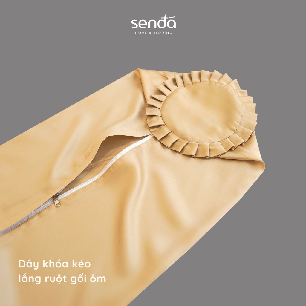 Vỏ gối ôm Lụa Tencel Sen Đá Home Bedding 60x80 70x100 35x100cm cao cấp trơn màu, bao áo gối ôm người lớn có dây kéo khóa