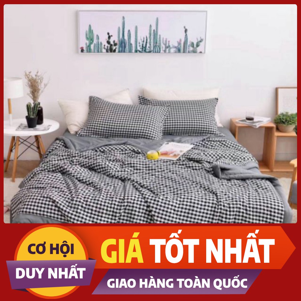 Set 4 món chăn ga gối trần bông đũi nhập khẩu Nhật Bản ( chat để chọn mẫu)