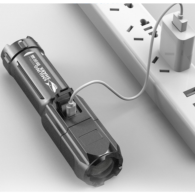 Đèn pin cầm tay điều chỉnh 3 chế độ sáng siêu mạnh mẽ sạc lại được ABS LED nhỏ gọn cho hoạt động ngoài trời