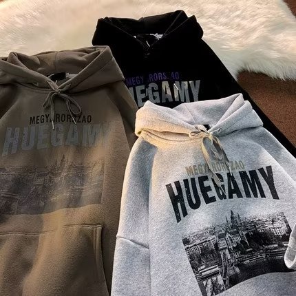 Áo hoodie Dáng Rộng In Chữ Phong Cách Nhật Bản Thời Trang Cho Nam