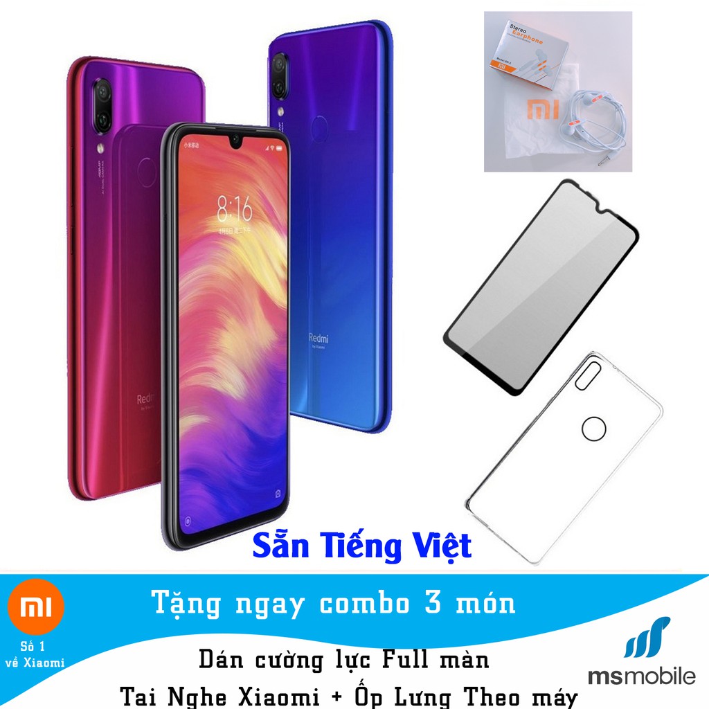 [Mã ELMTG giảm 4% đơn 2Tr] ĐIỆN THOẠI XIAOMI REDMI NOTE 7 3GB/32GB + CƯỜNG LỰC + TAI NGHE