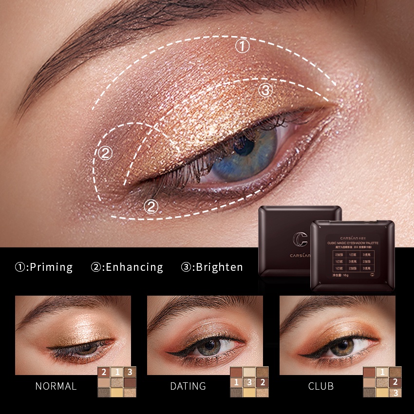 Bảng Phấn Trang Điểm Mắt Carslan X Dunhuang 9 Màu Sắc 16g