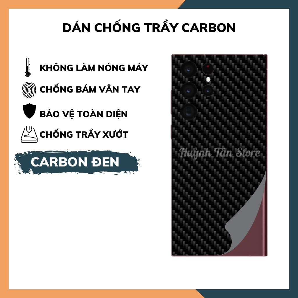 Miếng dán decal carbon mặt sau Samsung S22 Ultlra 5G chống trầy mặt lưng,chống bám vân tay