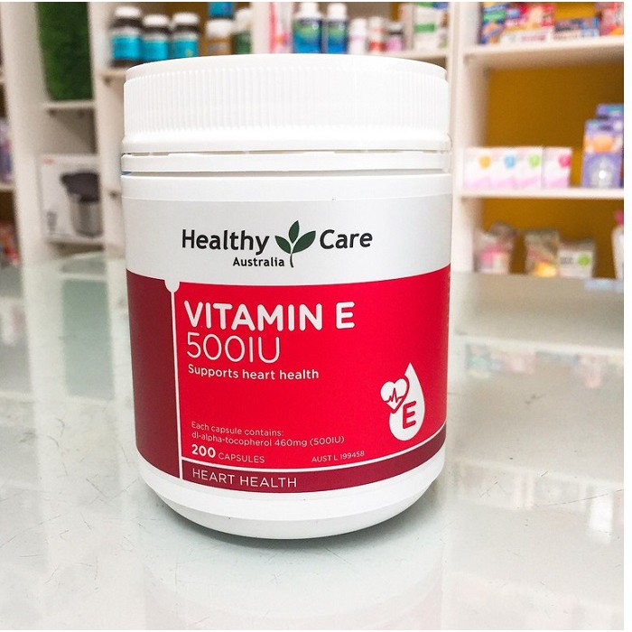 Viên uống bổ sung Vitamin E Healthy Care Vitamin E 500iu Úc 200v