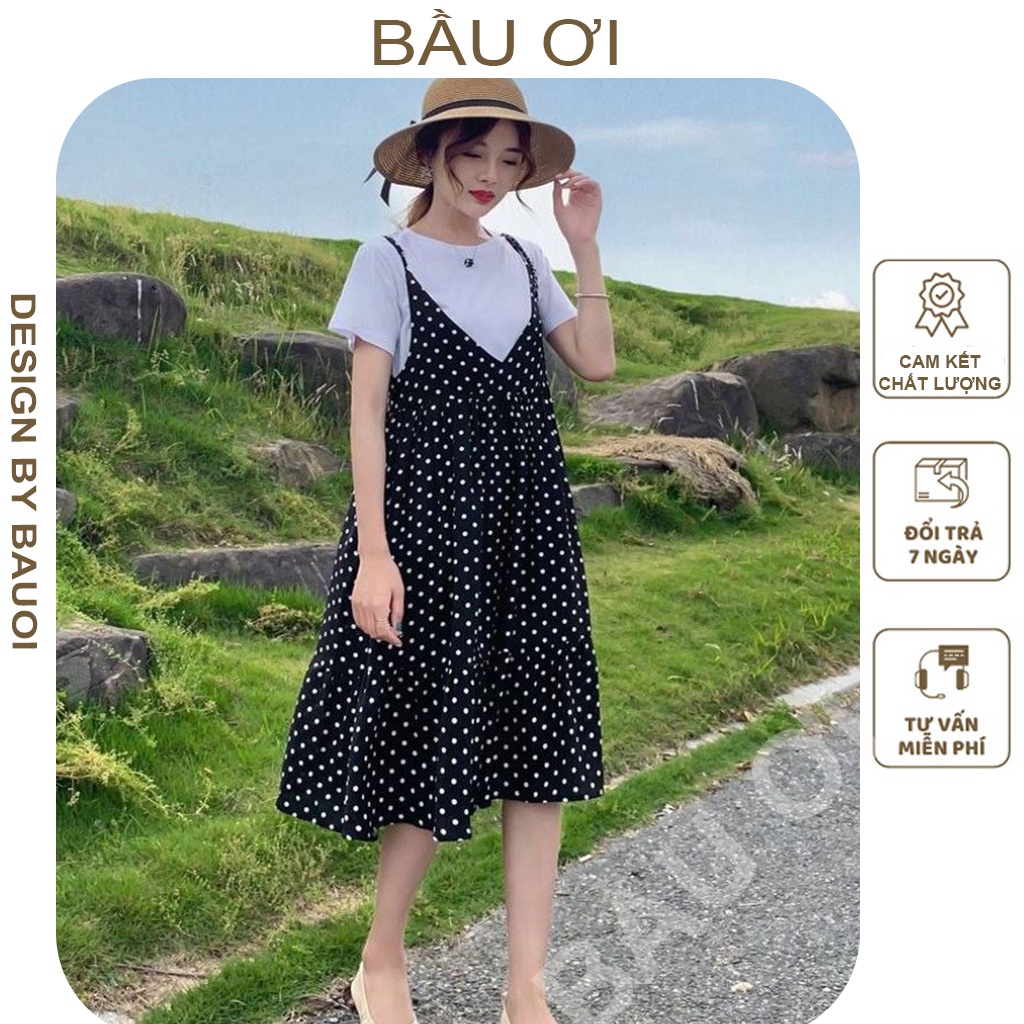 [BAUOI V10]  VÁY BẦU YẾM CHẤM BI HÀNG THIẾT KẾ XINH LUNG LINH - ĐẦM BẦU CÔNG SỞ - VÀY BẦU MÙA HÈ CHẤT MỀM MÁT