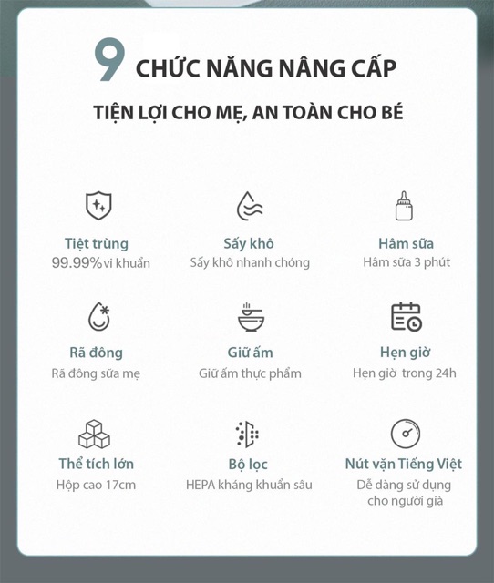 MÁY TIỆT TRÙNG BÌNH SỮA SẤY KHÔ 5in1 DDO : 𝗧𝗜𝗘̣̂𝗧 𝗧𝗥𝗨̀𝗡𝗚 -  𝗦𝗔̂́𝗬 𝗞𝗛𝗢̂ – 𝗛𝗔̂𝗠 𝗦𝗨̛̃𝗔